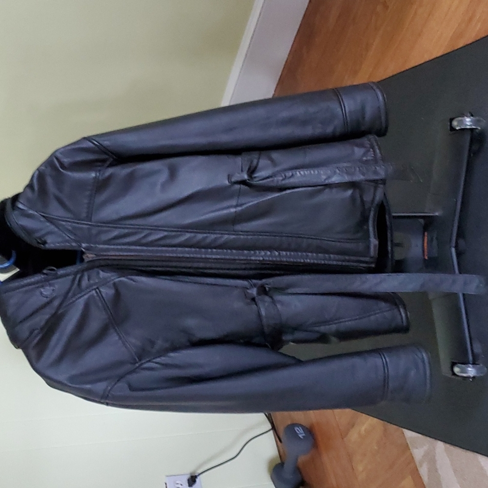 Black Women's Wilsons Leather belted jacket size L